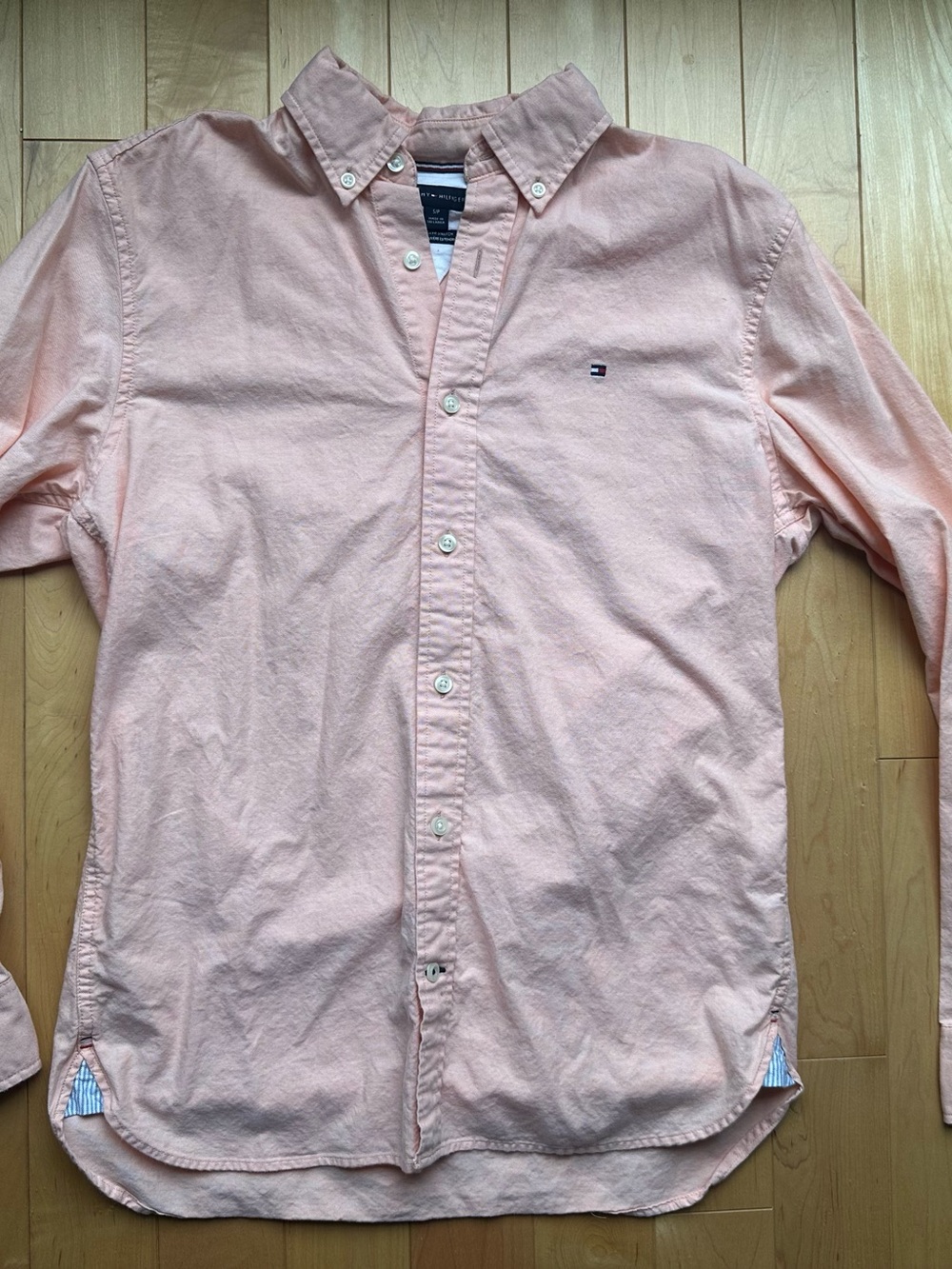 Tommy Hilfiger Men's Button-Down Shirt — Soft Peach